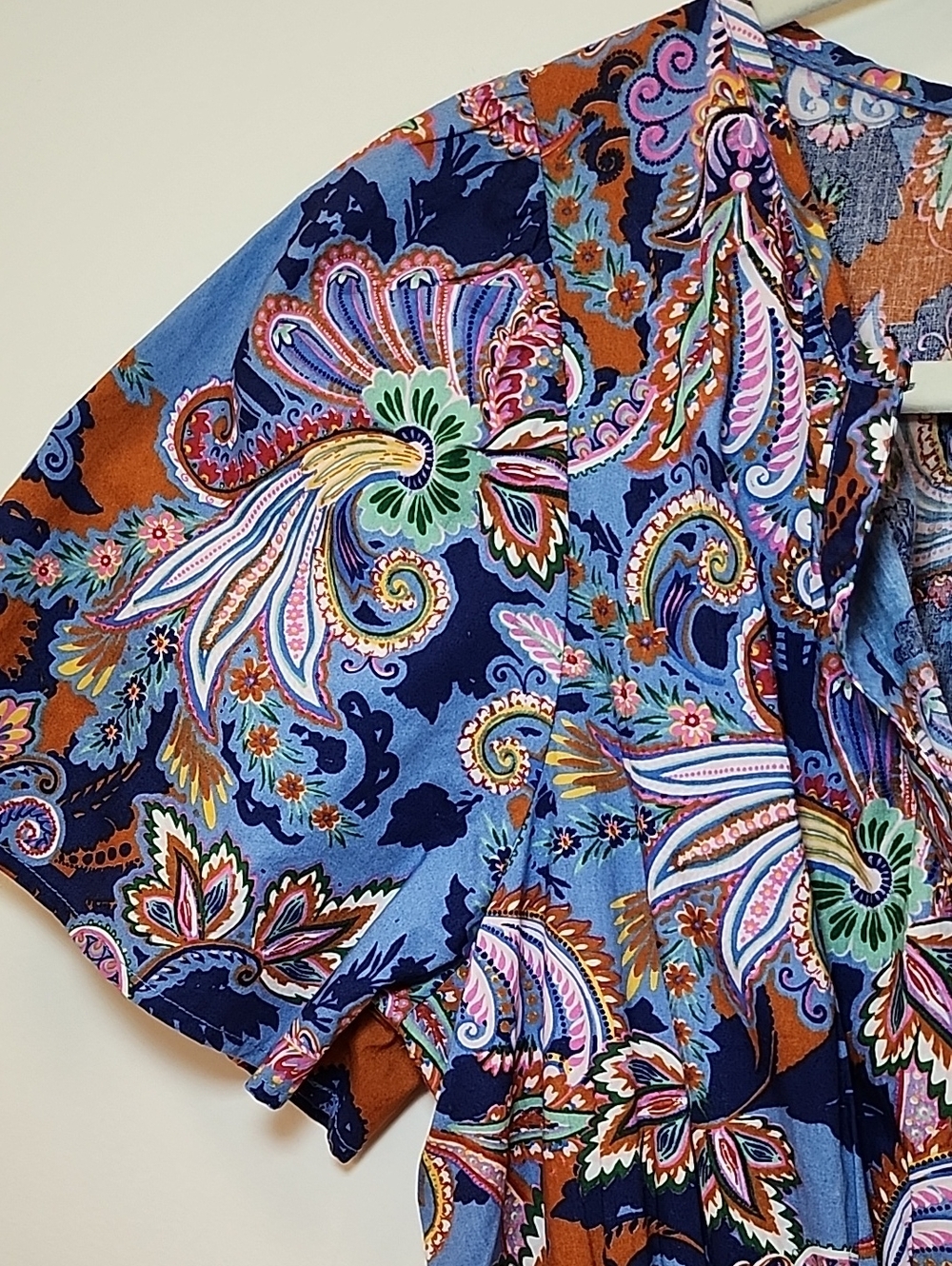 Anthro Somerset Mini Dress multicolor paisley print smocked waist tiered Sz S - Picture 8 of 16